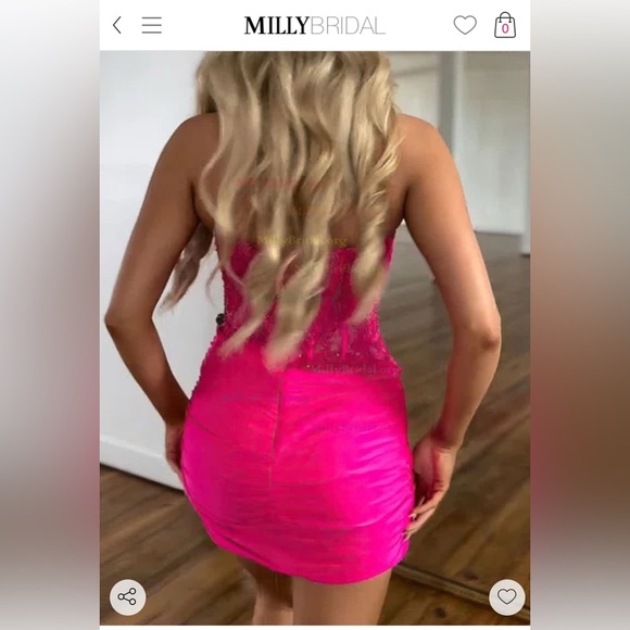 Elegant Strapless Pink Lace Dress - Picture 2 of 4